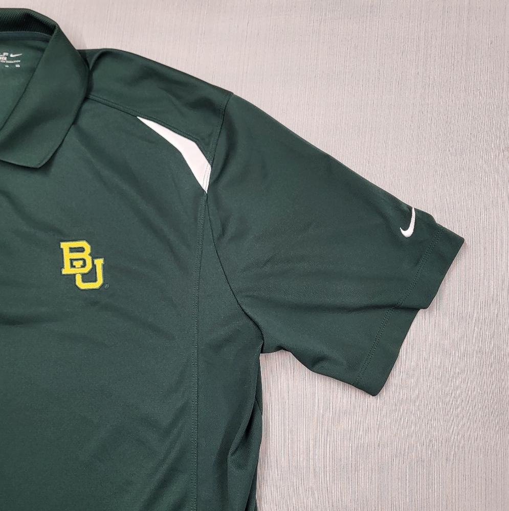 Baylor University Nike DRI-FIT Tour Performance Polo Golf Shirt Size XL Green - Picture 6 of 12